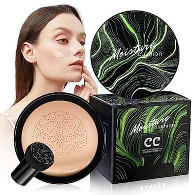 dfjdskl Mushroom Head Air Cushion CC Cream - Tattoo Cover up Moisturizing BB Creams Foundation, Long-Lasting Waterproof Concealer Full Coverage for Even Skin Tone (Natural, 1 PCS)
