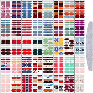 Maitys 560 Pieces 40 Sheets Full Wrap Nail Stickers Nail Polish Strips Decals Self Adhesive Gel Fingernail Strips Art Decals with File for Women DIY Craft Decorations(Flower Style)