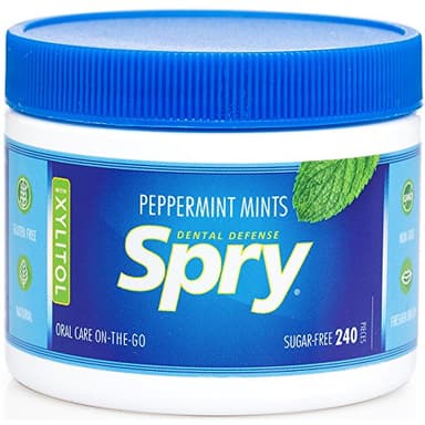 Spry Xylitol Peppermint Sugar Free Candy - Promote Oral Health, Increase Saliva Production, Stop Bad Breath, Non-GMO, Gluten-Free, 240 Count (Pack of 1)