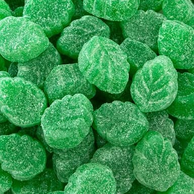 Spearmint Leaves Jelly Candy - 2 Pound Bulk Bag - Classic Spearmint Candy with Soft Chewy Texture - Leaf Shaped Mint Jellies for Parties and Decorating
