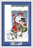Howie's Needlepoint Cross Stitch Kits, 14CT Pre-Printed Pattern Needlepoint Kits, Full Range of Stamped Starter Kits (Christmas Stocking 2, 13.4 x 19.3 Inch)