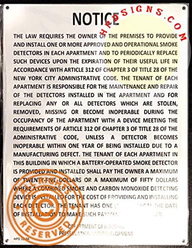 HPD Smoke Detector Notice Signs For HPD Inspection (White, 8.5X11 Inch,Aluminium,W)