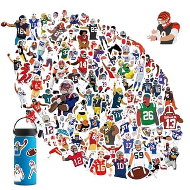 Football Stickers Water Bottle Computer Laptop Vinyl Pack Gift, Waterproof Stickers for Kids Boys Girls Teens Laptop