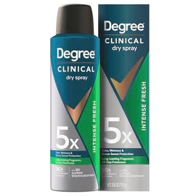 Degree Clinical Strength Antiperspirant Deodorant Intense Fresh Dry Spray 96-Hour Sweat and Odor Protection 5x Types of Sweat 3.8 OZ