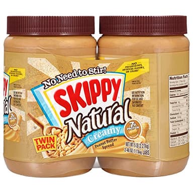 SKIPPY Natural Peanut Butter Creamy Twin Pack, 40 Ounces, Pack of 2