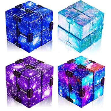 Skylety Cube Anxiety Relief Toy Hand Held Magic Sensory Stress Cube Toy for Adults Relieve Stress Christmas Party Favors(4 Pcs,Starry)