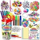 Dragon Too Mega Kids Crafts and Art Supplies Jar Kit - 1000+ Piece Set - Instructional Booklet Included - Revised Glitter Glue, Construction Paper, Popsicle Sticks, Googly Eyes, Pipe Cleaners