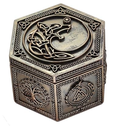 GuoShuang Norse Viking Jewelry Box Gift Wolf Yggdrasil Celtic Trinket Boxes