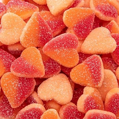 Peach Hearts Gummy Candy | 1-Pound Bag | Sweet and Sour Dye Free Candy Hearts | Soft Peach Gummies for Gifting, Buffets, Party Favors and Dessert Topping