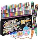 NICETY 72 Colors Acrylic Paint Pens Paint Markers, Extra Fine Tip Point Acrylic Paint Pens for Rock Painting, Canvas, Wood, Ceramic, Glass, Stone, Fabric, DIY Crafts & Art Supplies
