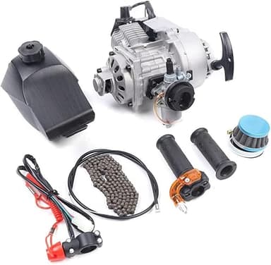 49cc 2 Stroke Pull Start Engine Motor Kit, Single Cylinder Air Cooled Motor Engine, Go Kart Forward Reverse Gearbox Kit Fits Mini Pocket Dirt Bike Scooter ATV or Scooter