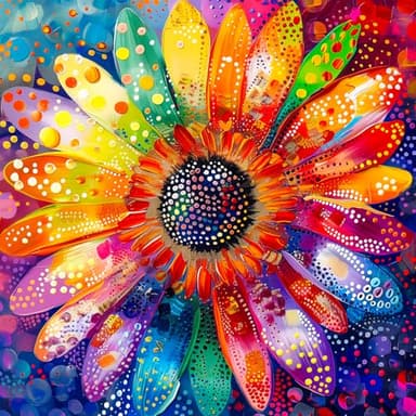 Bgraamiens Puzzle-Colorful Rainbow Pointillisme Gerber Flower Jigsaw Puzzle 1000 Pieces Puzzles for Adults,Flower Artwork for Adults,Color Challenging Puzzle