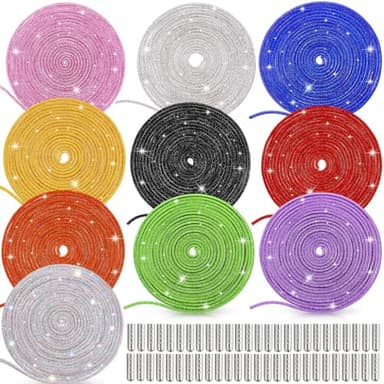 MTLEE Rhinestone Shoe Laces Bling Shoe Laces Rhinestone Diamond Hoodie String Glitter Cords for Sneakers with Aglets(10.94 Yards,Vivid Color)
