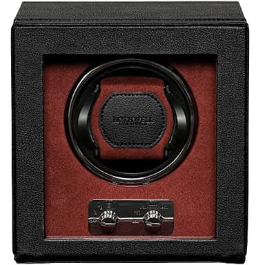 ROTHWELL Single Watch Winder for Automatic Watches with Quiet Motor with Multiple Speeds and Rotation Settings (Black/Red)