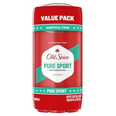 Old Spice Aluminum Free Deodorant For Men, High Endurance, 24/7 Sweat Defense & Odor Protection, 24/7 Freshness & Lasting Scent, Pure Sport Scent, 3.0 oz (Pack of 2)