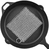 PIBC Cast Iron Cleaner 8"x6" 316L Stainless Steel Chainmail Scrubber for Griddle Skillet Dutch Oven Wok Stainless Steel Pot Cast Iron Pan
