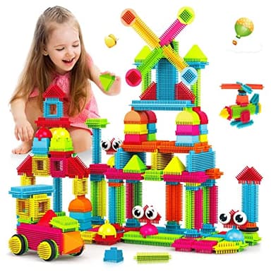 Contixo 144 pcs Bristle Shape 3D STEM Building Toys, Construction Learning Stacking Educational Block, Creativity Beyond Imagination, Inspirational, Safe & Durable, Recreational Toy for Kids Ages 3-8
