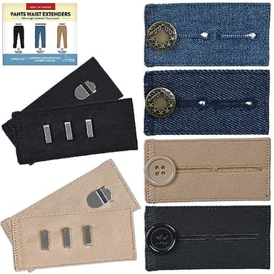 Button Extender for Pants Waist Extenders for Pants for Men and Women (6-Piece Multiple Styles) Adjustable Jeans Button Extender – Black Metal Hook Pants Khaki Waistband Expander by Wardrobe Hackers