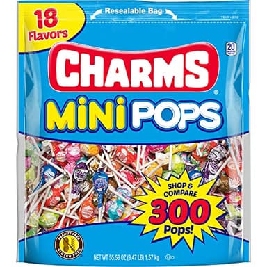 Charms Mini Pops, 18 Flavors, Individually Wrapped, Peanut Free, Gluten Free, 300 Count, 1-Pack