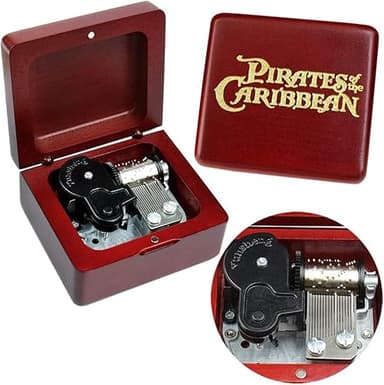 Sinzyo Davy Jones Music Box Vintage Musical Boxs Gift For Birthday Valentine's Day Christmas Day(Wine Red Box)