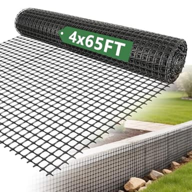 Chiliqi 4ft x 65ft Universal Retaining Wall Geogrid Roll, Gravel Grid Geocell Grid System, Retaining Wall Reinforcement Bidirectional Geogrid for Walls, Gardens Slopes, Driveway, Patios Pavement