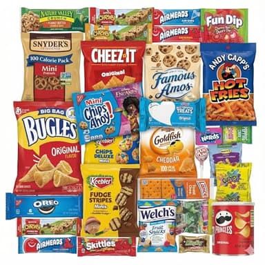 Snacks Box Variety Pack (50 Count) Care Package Easter Treats Gift Basket Cookies Snack Packs Treat Boxes Adults Kids Grandkids Men Women Boyfriend Birthday College Student School Office Bulk Snacks