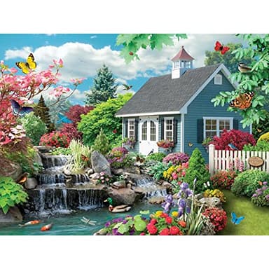 Bits and Pieces – 50 Piece Jigsaw Puzzle for Adults – Dream Landscape - Spring Flowers Jigsaw Puzzle by Alan Giana, Completed Puzzle Size: 15" x 19"