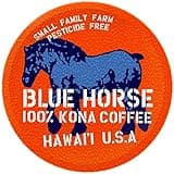 Blue Horse 100% Kona Coffee Pods- Medium Roast, 10ct Single Serve - Compatible with K Cups 2.0 - Farm-fresh Kona Coffee Pods Arabica Beans from the Big Island of Hawaii