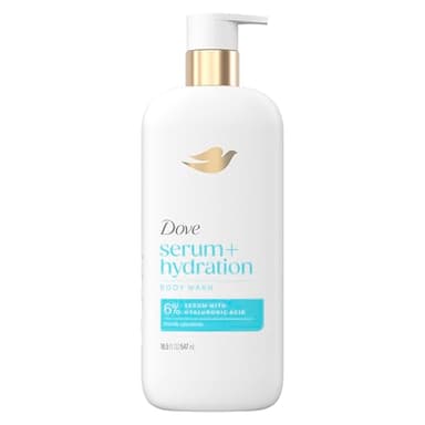 Dove Body Wash Hydration Boost Actively drenches dry skin 6% hydration serum with hyaluronic 18.5 oz