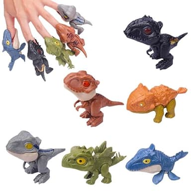 Winbar 6PCS Biting Finger Dinosaurs Toy, Dino Figure Chomp Toy Gifts Boys and Girls,for Display Play and Snap Figure Theater Puppet Doll Animal Hand Puppet Dino Party Supplies Easter Egg Fillers