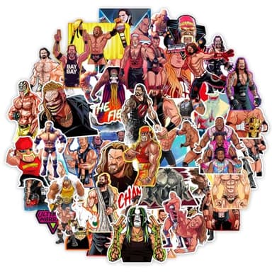 Babymiu Wrestling Fighter Stickers（50 Pcs，Large Size） Viedo Game Fight Gaming Vinyl Decals Gifts Merch Party Supplies for Water Bottles Skateboard Luggage Laptop Kids Teens Adult