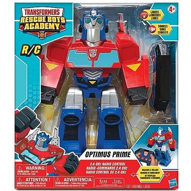 Jam'n Hasbro: Transformers Rescue Bots Academy: Optimus Prime RC Robot - 12" Walking Transformer, Lights & Sounds, Radio Controlled, Full Function, 2.4 GHz