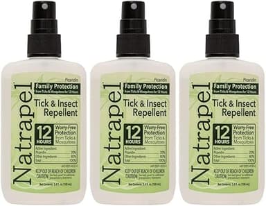 Natrapel Tick & Insect Repellent - Bug Spray with 20% Picaridin - Family Protection Against Mosquitoes, Ticks & More - Up to 12 Hours of Protection - 3.4 fl oz (3 Pack)
