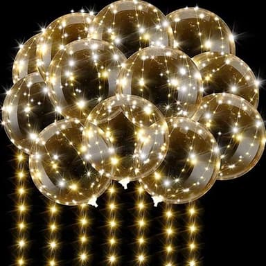 Light Up Led Balloons, 12 Packs Party Balloon Cell Battery 22 Inches 3 Modes Flashing String Lights Clear Balloon, for Birthday Wedding Decorations (Warm White)