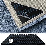 Rug Tape 12PCS Reusable Washable Rug Stoppers to Prevent Sliding, Triangle Carpet Stickers for Area Rugs on Hardwood Floors, Double Sid Adhesive Non-Slip Carpet Tapes