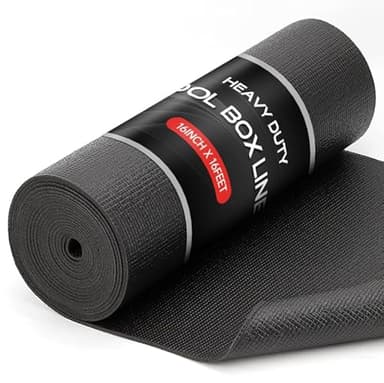 Professional Tool Box Liner 16” x 16 ft, Heavy Duty Tool Box Foam 3mm Thick to Protect Tools and Box, Grid-Line Non Slip Toolbox Drawer Liners Shelf Mat for Workbench, Cabinet, Shelves, Garage (Black)