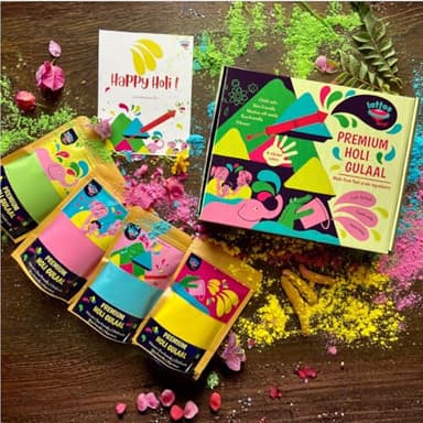 Lattooland Natural Holi Color Powder Set, Washable Non-toxic Gulaal, Multicolor 4-Pack, Child-safe Festival Colors | Skin-Safe Eco Friendly Festival Colors for Holi Celebration