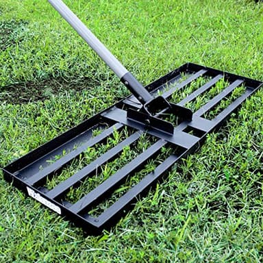 Walensee Lawn Leveling Rake, Levelawn Tool, Heavy Duty Effort Saving Lawn Level Tool, Steel Handle Lawn Leveler for Yard Garden Golf Course , Ease Level Soil Sand Dirt Surfaces, 7FT 30"x10"