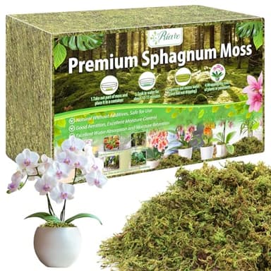 Riare 4.4LBS Premium Sphagnum Moss for Plants- 80QT Natural Dried Plant Moss for Potted Plants, Orchid Moss for Repotting, Soft Green Decorative Moss for Succulents, Reptiles & DIY Crafts