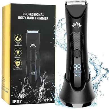 Suttik Manscape Body & Pubic Hair Trimmer for Men, Groin & Ball Trimmer Men, Electric Razor Mens Grooming Kit, Body Groomer Ball Shaver for Smooth Wet/Dry Shaving, Led Light