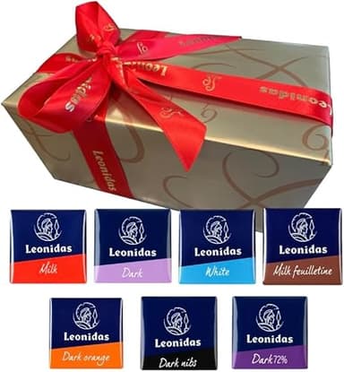 Leonidas Belgian Chocolates | 75 Pieces of Individually Wrapped Chocolate Squares in a Gift Ballotin Box | Mixed Flavours of Dark, Milk & White