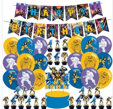 Wolverine Party Supplies ,Wolverine Birthday Party Decoration Wolverine Includes Cake Toppers,Cupcake Toppers, Balloons,Banner Party Supplies Decoration For Adults Boys Girls Teens