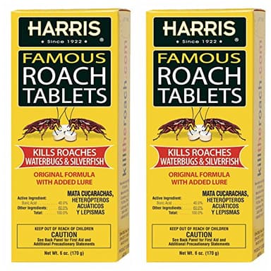 Harris Roach Tablets, Boric Acid Roach Killer with Lure, Alternative to Bait Traps (6oz, 2-Pack)