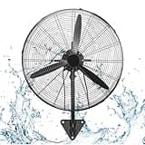 Simple Deluxe 24 Inch Misting Wall Mount Fan, IP44 Waterproof Outdoor Fan, Powerful Cooling and Refreshing Mist, Adjustable Speeds, 90 Degree Oscillation, Black