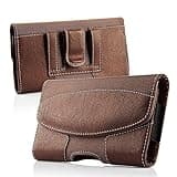 Newyorkcellphone Brown Horizontal Leather Belt Loop Case is Compatible with Lively Jitterbug Smart4, Smart3 Smartphone