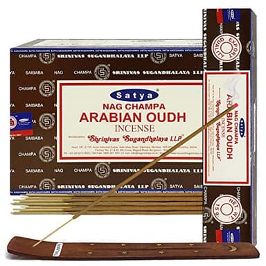 Arabian Oudh Incense Sticks and Holder Bundle - Satya Incense