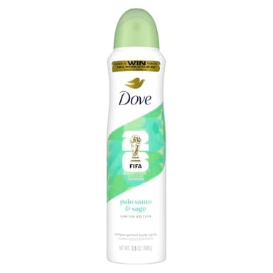 Dove Advanced Care Dry Spray Antiperspirant, Palo Santo & Sage, 72h Sweat & Odor Protection, Alcohol Free – FIFA World Cup Limited Edition, 3.8 oz