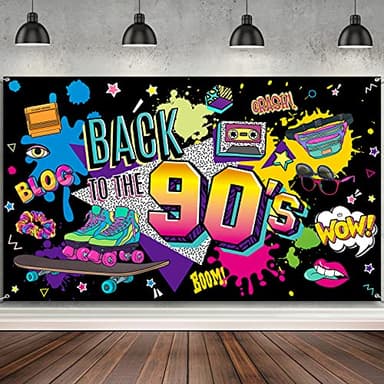 Irenare 90s Backdrop for Party Decorations Photoshoot Retro Hanging Banner Back to The 90s for Photography Hip Hop Graffiti Wall Decor Photo Back Prop for 90 80 Themed Birthday Party 6 x 3.6 ft