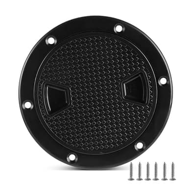 Xztrdi Boat-Ready Black Round Non-Slip Inspection Hatches - Sizes 4" with Detachable Cover - ABS Plastic Screw Out Access Hatch Cover for Kayak, Yacht, Marine Accessories