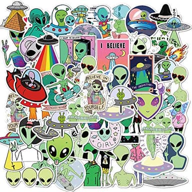 50Psc Cartoon Alien Creature Stickers Pack,Vinyl Decals for Kids Boys Girls, Cute Stickers for Water Bottles Laptop Tablet Phone Scrapbook Luggage Skateboard Teens Adults Fans for Party Supply(Aliens)